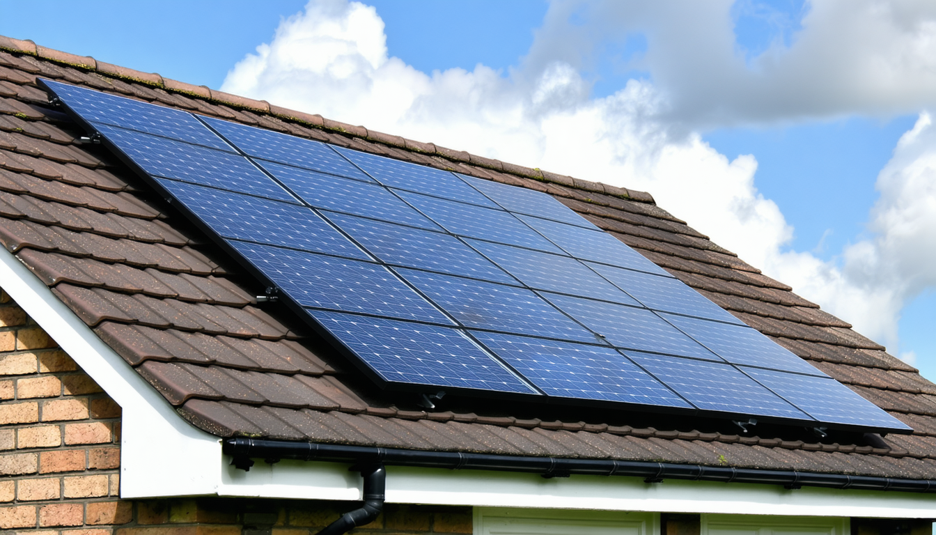 Solar panels on a British suburban house roof